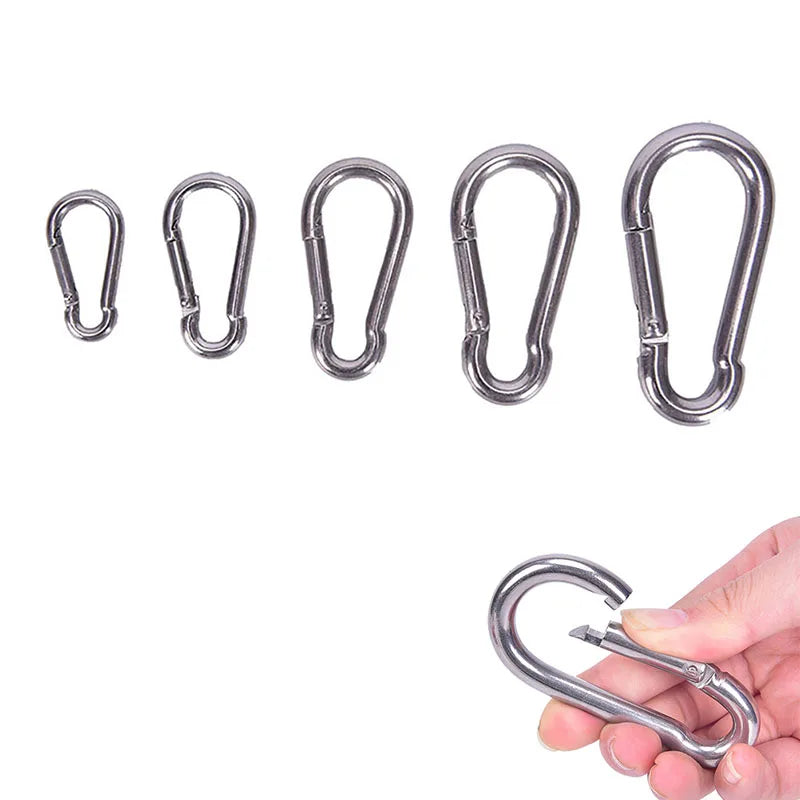 304 Stainless Steel M4 M5 M6 M7 M8 Multifunctional Spring Snap Carabiner Quick Link Lock Ring Hook