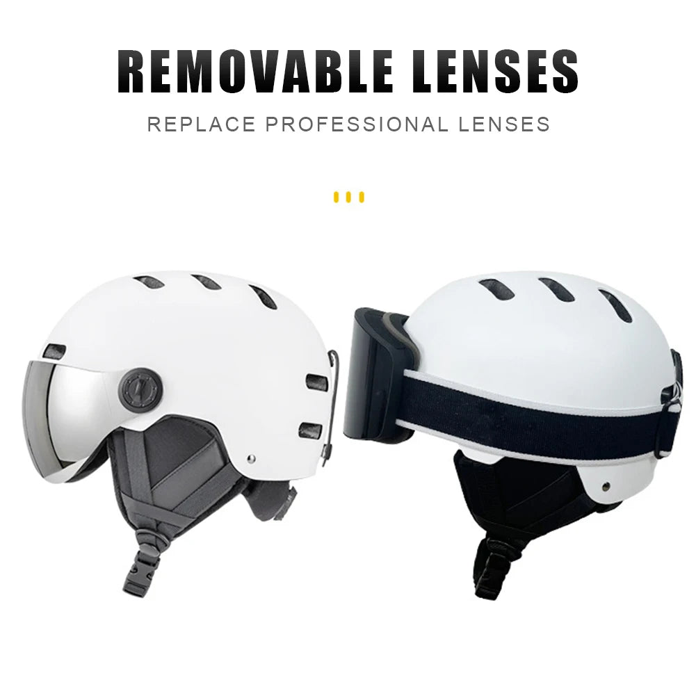 Skiing Helmet Snowboard Helmet With Detachable Glasses Winter Outdoor Sports Ski Helmet Safety Skateboard Skiing Snowboard Snow