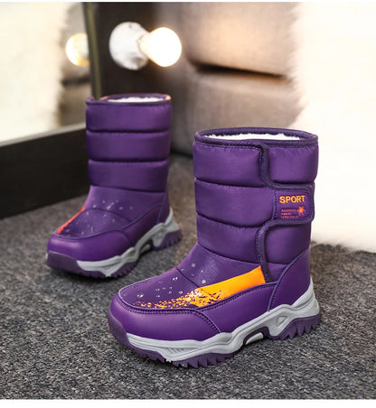 Winter Outdoor Children Boots Princess Elegant Girls Shoes Water Proof Girl Boy Snow Boots Kids Warm High Quality Plush Boots
