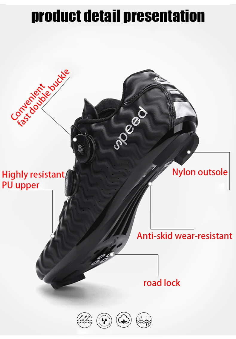 Professional Men Cycling Shoes Breathable Hard-Soled Booster Road Cycling Lock Shoes Women SPD Road Cycling Competition Shoes