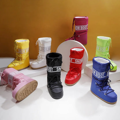 Winter Boots Women Snow Boots Mid-calf Cold-proof Antiskid Thicken Plush Waterproof Thick Platform Space Ski Boots Size 35-43