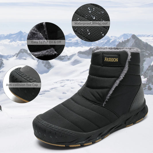New Men Winter Snow Boots Outdoor Women Velvet Warm Walking Shoes Waterproof Ski Shoes High-Top Cotton Boots Thick Cotton Shoes
