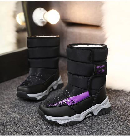 Winter Outdoor Children Boots Princess Elegant Girls Shoes Water Proof Girl Boy Snow Boots Kids Warm High Quality Plush Boots