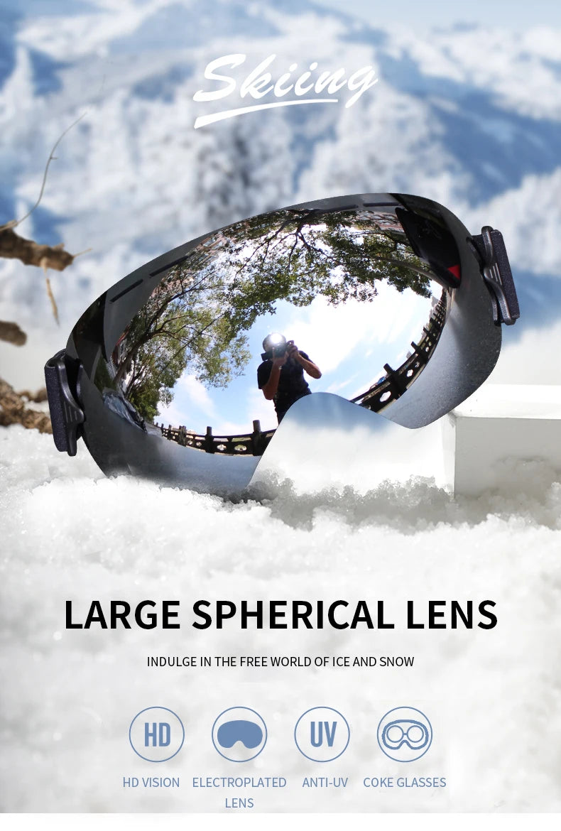 LIGHTWEIGHT Professional Ski Goggles Men UV400 Adult anti-fog Snowboard Skiing Glasses Women Ultra-light Winter Snow Eyewear