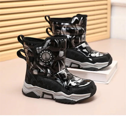 Winter Children's Cotton Shoes Anti-Slip Ice Claw High-Top Waterproof Fleece-Lined Snow Boots for Girls And Boys Hot Sale Of The