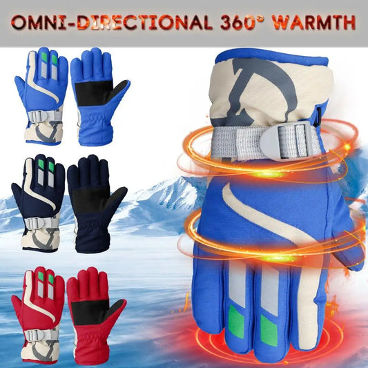 Winter Kids Snowboard Ski Gloves Nylon Non-slip Children Boys Girls Waterproof Cycling Thermal Fleece Warm Snow Gloves