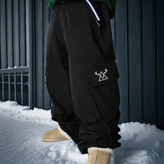 2025 New Male Baggy Ski Pants Winter Loose Skiing Cargo Pants Men Warm Snow Bib Overall Clothes 3L Waterproof Snowboard Trousers