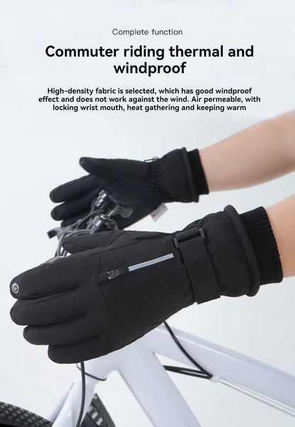 GOBYGO 1Pair Winter Ski Gloves Thickened Cold Non-slip Waterproof Touch Screen Gloves Extended Wrist Riding Ski Gloves Men Women