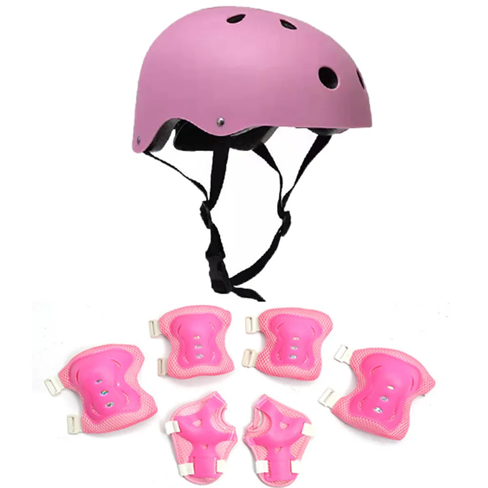 Child Bicycle Helmet Kids MTB Road Bike Helmets Safe Breathable Protection Headgear with Kneepads for Outdoor Sports Headpiece