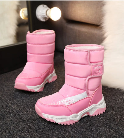 Winter Outdoor Children Boots Princess Elegant Girls Shoes Water Proof Girl Boy Snow Boots Kids Warm High Quality Plush Boots