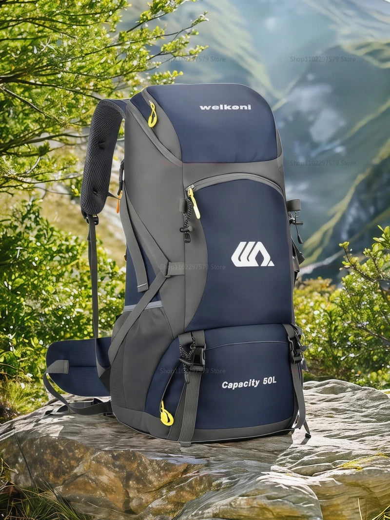 50 liter backpacking with waterproof outdoor gears large hiking backpack camping camping rock climbing hiking bag luggage hiking
