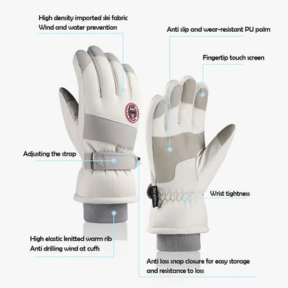 Winter Snowboard Ski Gloves Non-slip Touch Screen Waterproof Motorcycle Cycling Plush Warm Riding Gloves High-quality