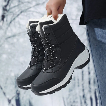 Snow Boots for Women Casual Winter Shoes Platform Non-slip Warm Fur Ankle Boots Plush Combat Outdoor Casual Hiking Warm Shoes