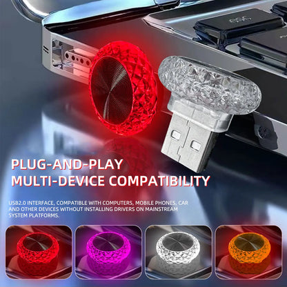 1pc Colorful Portable USB Mini LED Ambient Light for Car Interior Computer Atmosphere Lamp Plug and Play Night Light