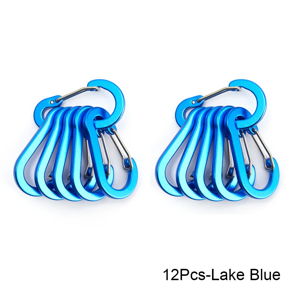 6/12pcs Outdoor Camping Multi Tool Mountaineering Buckle Steel Small Carabiner Clips Fishing Climbing Acessories Dropshipping