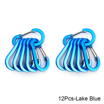 6/12pcs Outdoor Camping Multi Tool Mountaineering Buckle Steel Small Carabiner Clips Fishing Climbing Acessories Dropshipping