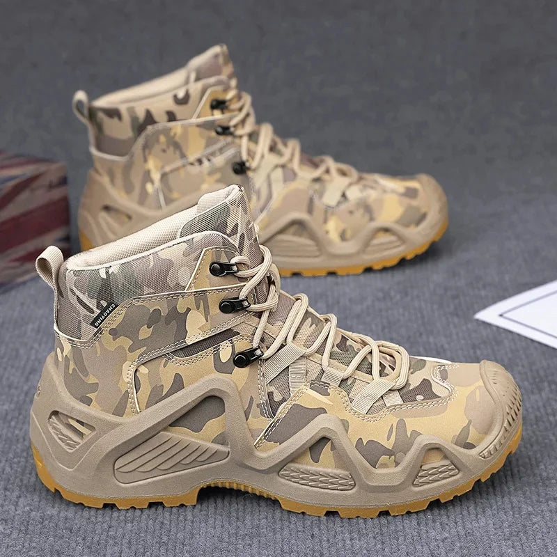 Oxford Waterproof Tactical Boots Men's Outdoor Non-slip Climbing Hiking Sports Shoes 45Plus Size Camouflage Work Shoes 46