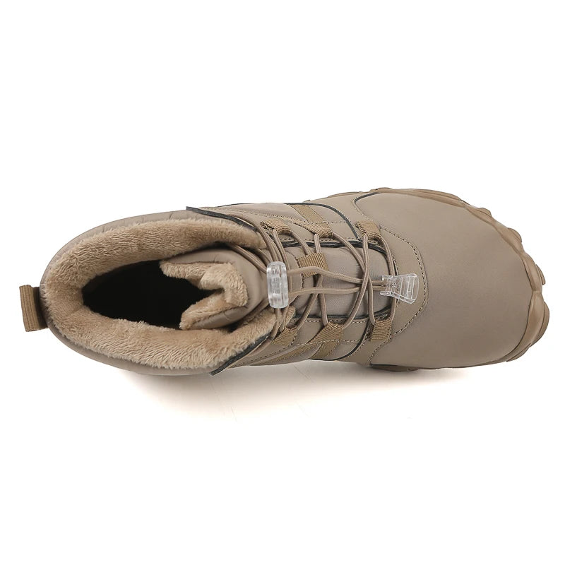 Men's Ski Shoes Snow Boots High Top Outdoor Hiking Cotton Shoes Waterproof Warm Non-slip Wear-resistant Work Boots Size 36-47