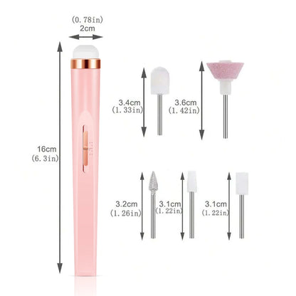 YIKOOLIN Portable Nail File Care Electric Nail Drill with 4 Speeds Cuticle Trimmer Battery Operated Manicure and Pedicure Tools
