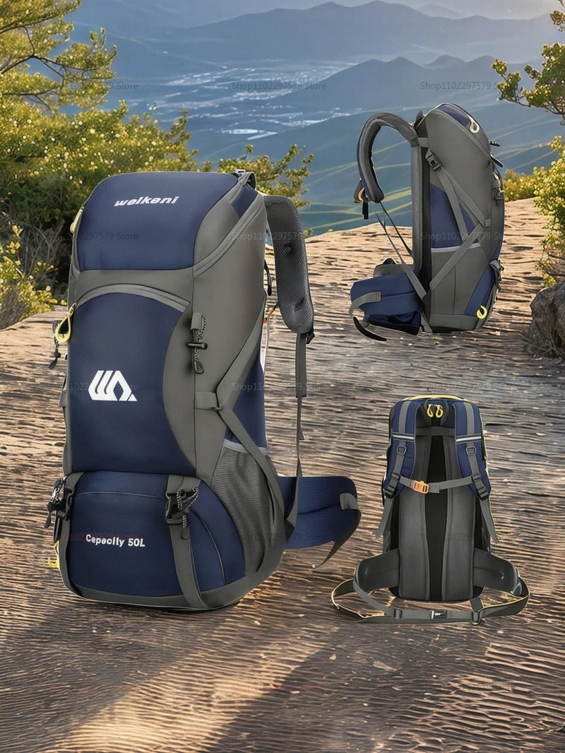 50 liter backpacking with waterproof outdoor gears large hiking backpack camping camping rock climbing hiking bag luggage hiking