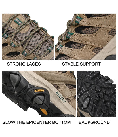 HIKEUP Hiking Shoes Men Designer Climbing Trekking Sneakers for Men Leather Outdoor Sports Work Man Shoes Run Shoes