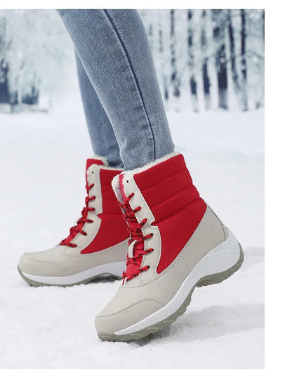 Snow Boots for Women Casual Winter Shoes Platform Non-slip Warm Fur Ankle Boots Plush Combat Outdoor Casual Hiking Warm Shoes
