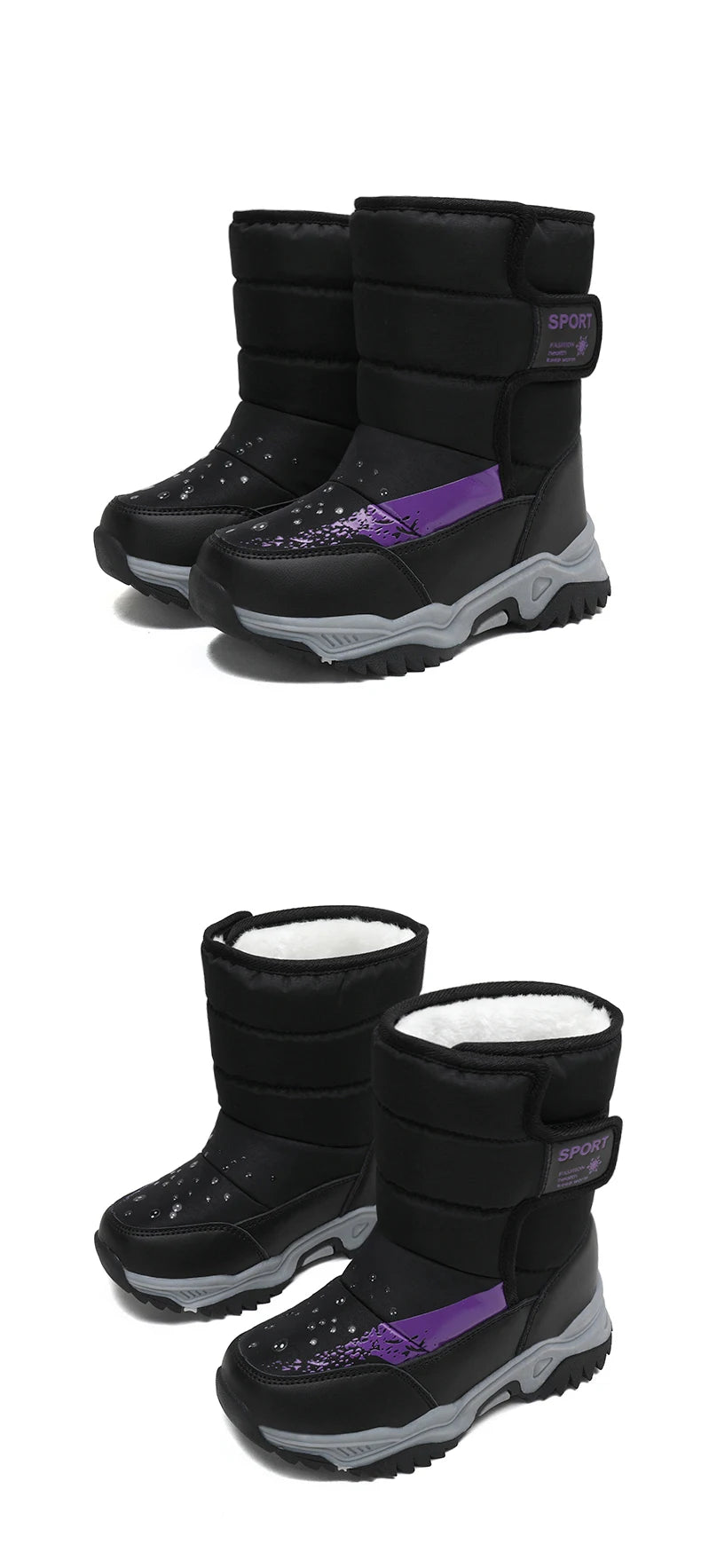 Winter Outdoor Children Boots Princess Elegant Girls Shoes Water Proof Girl Boy Snow Boots Kids Warm High Quality Plush Boots