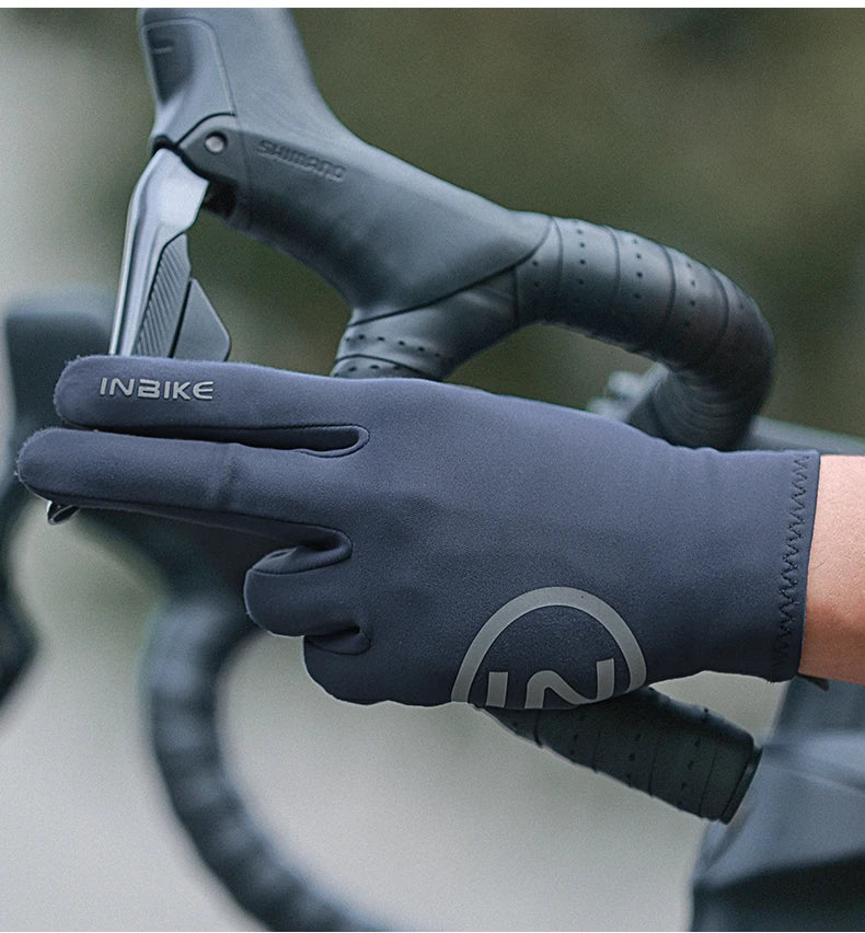 INBIKE 2024 Cycling Gloves Gel Padded for Men Autumn Winter Fleece Road Bike Gloves MTB Full Finger Touchscreen Bike Accessories