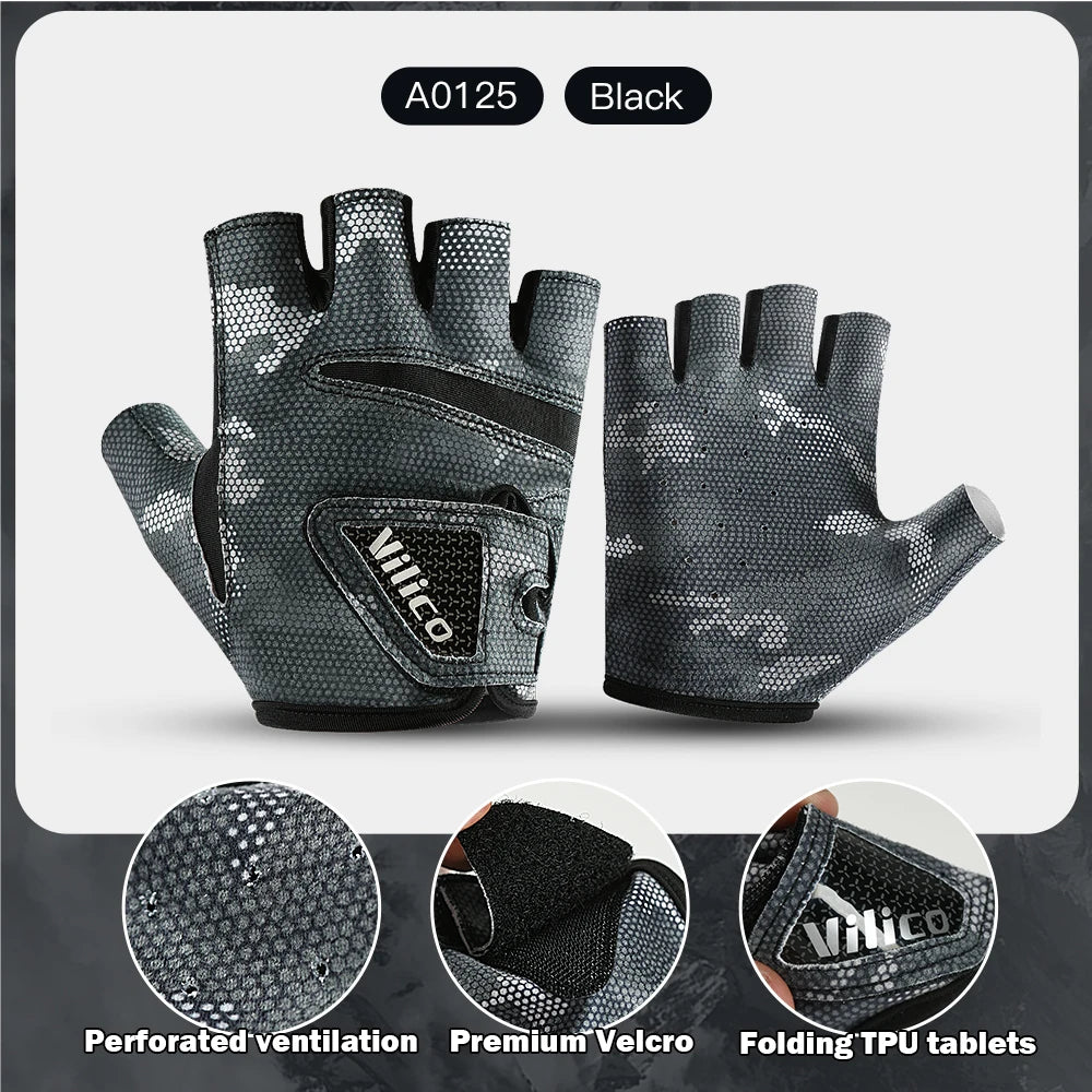 Fishing Gloves for Men Summer Fishing Road Sub Sunscreen and Anti Slip Ice Silk Breathable Thin Three Finger Cut Gloves