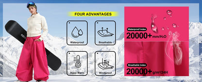 GSOU SNOW Plus Size Winter Ski Trousers Super Baggy Men Snowboard Clothes Women Snow Pants Outdoor Sports Winterproof Breathable