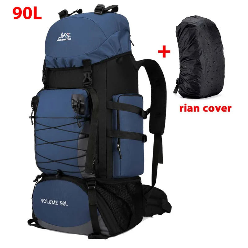 Large 90L Travel Bag Camping Backpack Hiking Army Climbing Bags Mountaineering  Sport Bag Outdoor Shoulder Rucksack Men Women