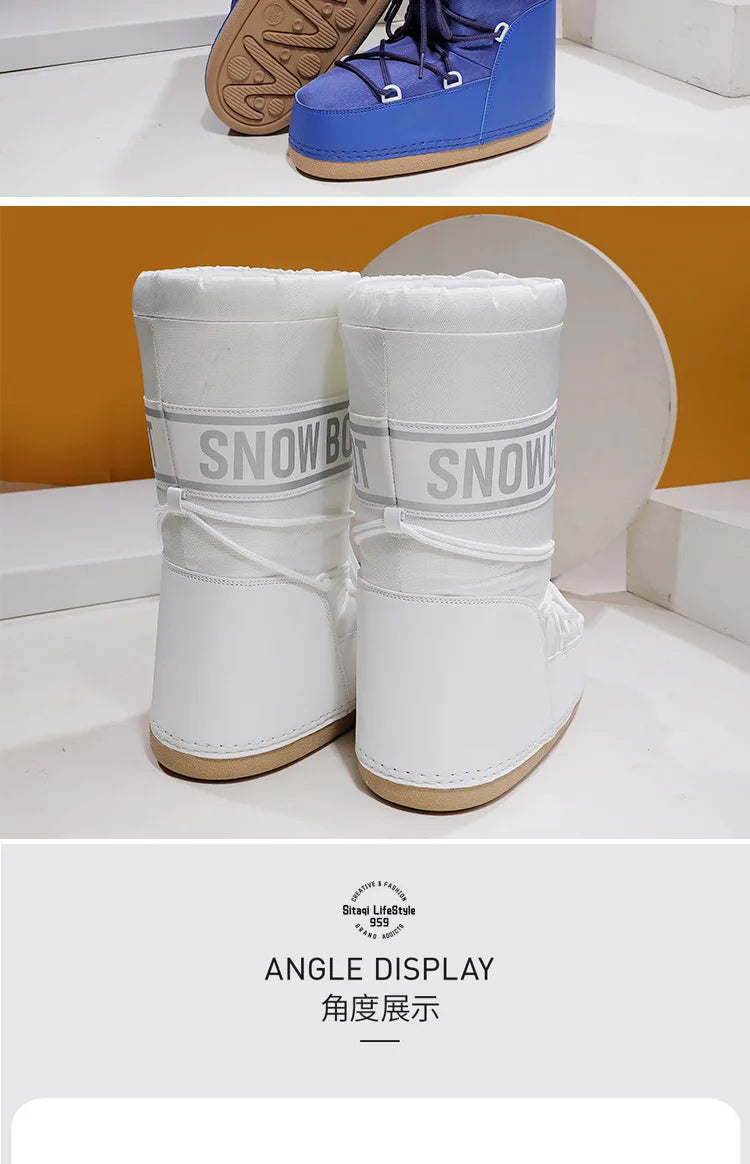 Winter Boots Women Snow Boots Mid-calf Cold-proof Antiskid Thicken Plush Waterproof Thick Platform Space Ski Boots Size 35-43