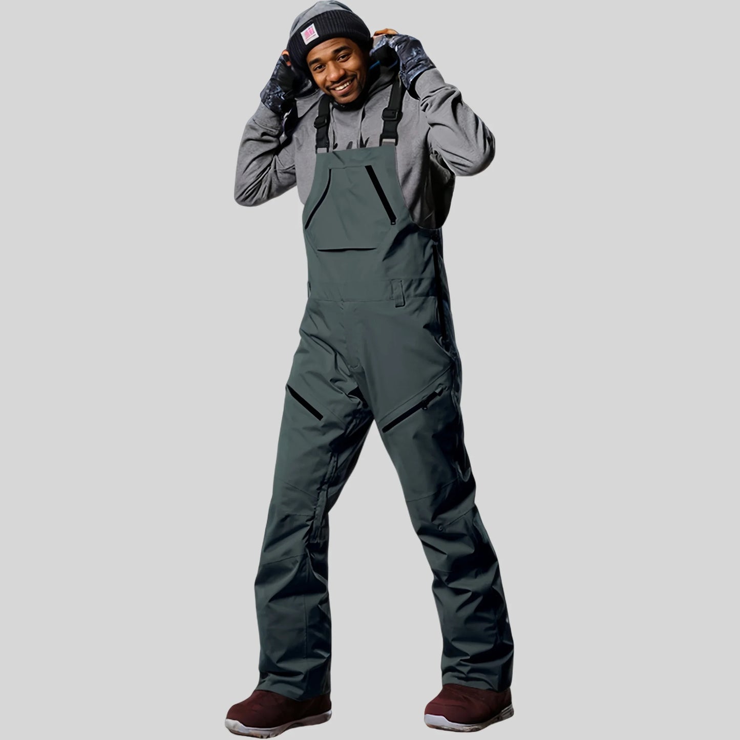 Waterproof Snowboard Sport Pants Winter New Skiing Trousers Men Loose Ski Overalls Outdoor Windproof Snow Strap Pants Clothing