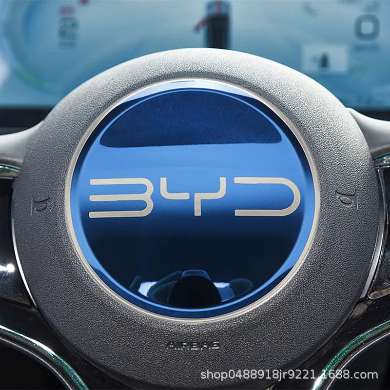 Car Steering Wheel Sticker Stainless Steel Steering for BYD Atto3 Yuan Plus Dolphin Seal Seagull Sealion SHARK Protective Cover