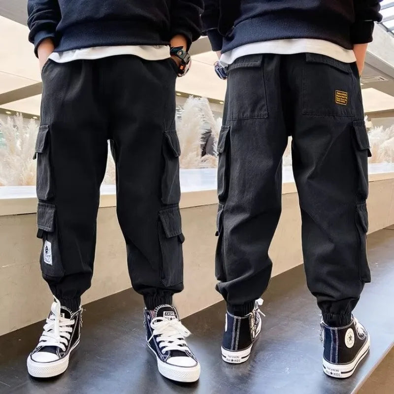 Multiple Pockets Boy Cargo Pants Children Casual Sweatpants Three-dimensional High Visibility Sports Pants Children's Clothing