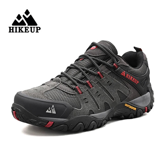 Men's Hiking Shoes HIKEUP - Suede Leather Waterproof Trekking Boots Tactical Outdoor Sneakers