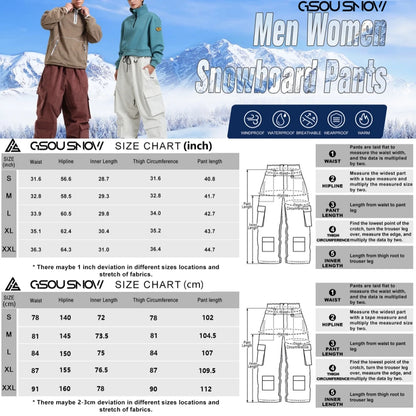 GSOU SNOW Winter Multi Pockets Ski Pants Men Loose Snow Pants Warm Windproof Skiing Trousers Outdoor Sports Breathable Britches