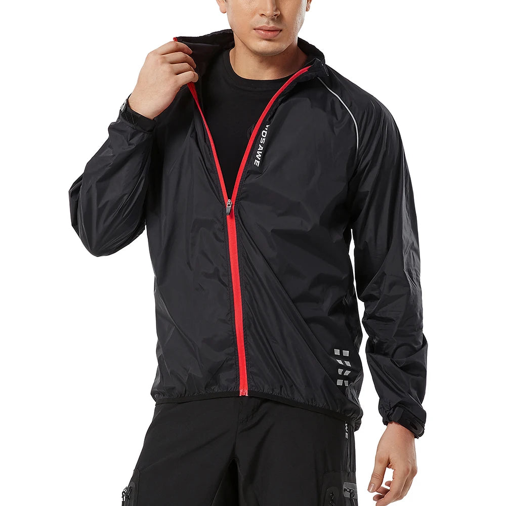 WOSAWE Men's Cycling Windbreaker Ultralight Reflective Windproof Jacket Men MTB Road Bike Wind Coat Long Sleeve Bicycle Clothing