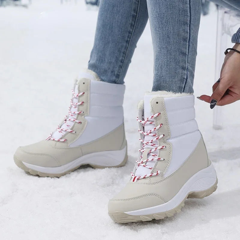 Snow Boots for Women Casual Winter Shoes Platform Non-slip Warm Fur Ankle Boots Plush Combat Outdoor Casual Hiking Warm Shoes
