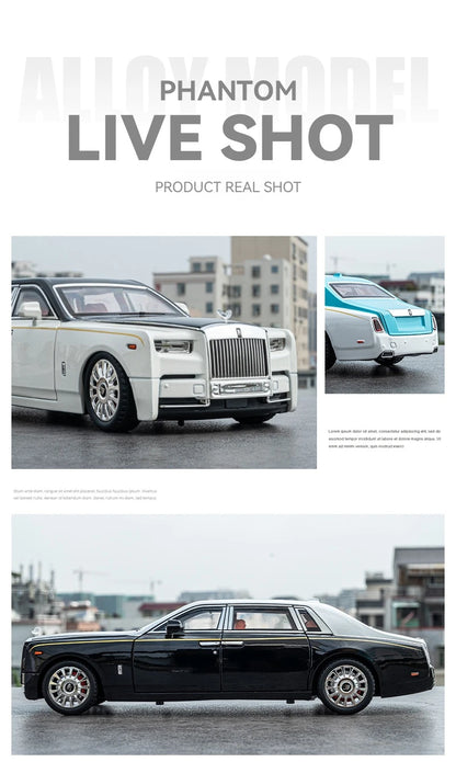 1:18 Rolls-Royce Phantom Model Car, Zinc Alloy Pull Back Toy Diecast Car with Sound and Light, Realistic Modeling Model Toy111