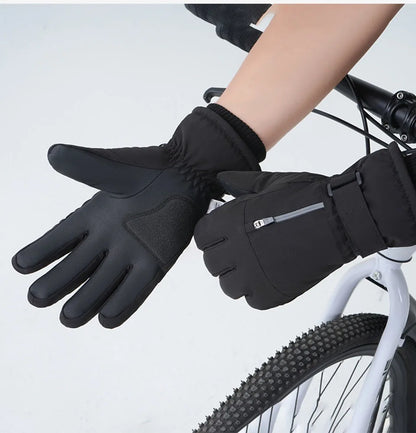 GOBYGO 1Pair Winter Ski Gloves Thickened Cold Non-slip Waterproof Touch Screen Gloves Extended Wrist Riding Ski Gloves Men Women