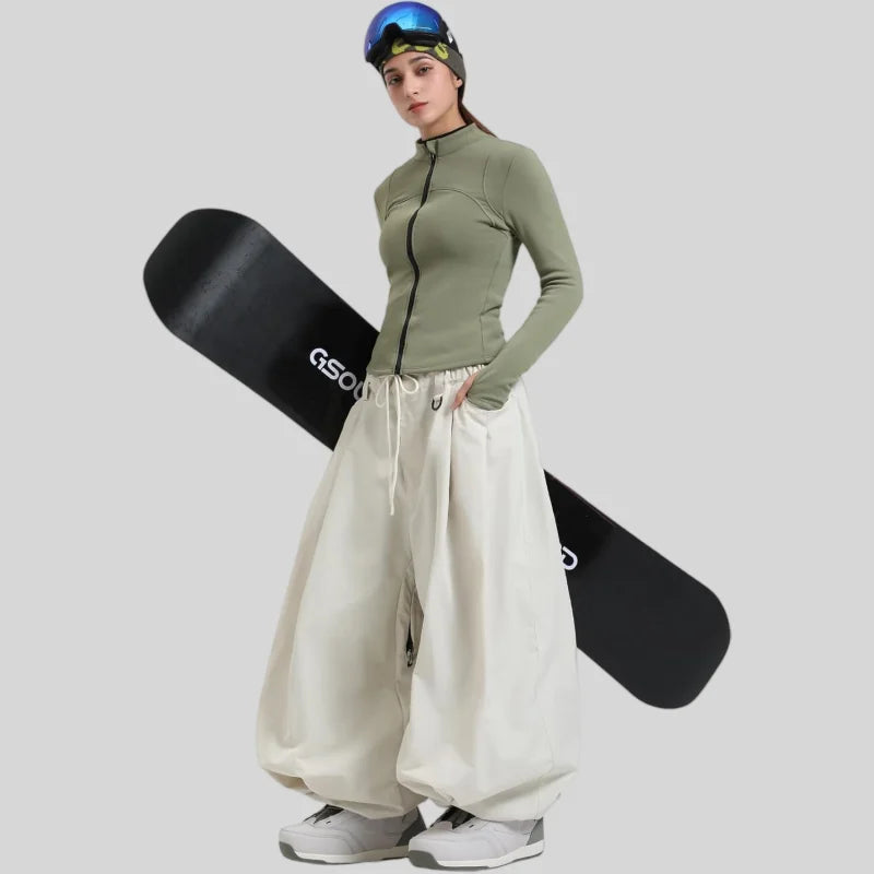 GSOU SNOW Plus Size Winter Ski Trousers Super Baggy Men Snowboard Clothes Women Snow Pants Outdoor Sports Winterproof Breathable