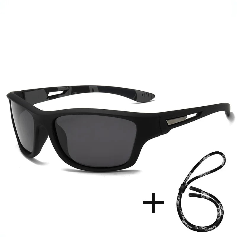Men's Polarized Cycling Sunglasses with Chain - UV400 Sports Riding Sunglasses Anti-Reflective