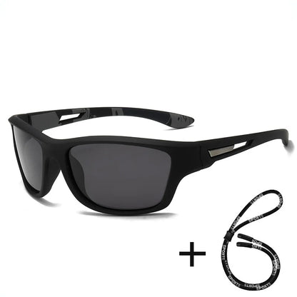 Men's Polarized Cycling Sunglasses with Chain - UV400 Sports Riding Sunglasses Anti-Reflective