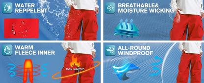 GSOU SNOW Super Baggy Snowboard Pants Men Waterproof Windproof Sports Clothes Insulated Loose Fit Ski Trousers for Cold Weather