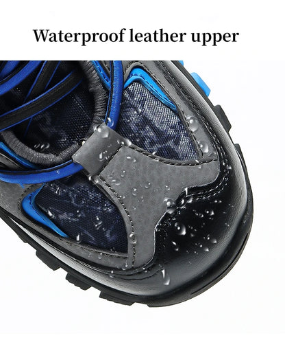 Winter Fur Hiking Shoes Kids Non-slip Claw Sports Shoes Outdoor Warm Velvet Snow Boots Children High Top Platform Sneakers Boys