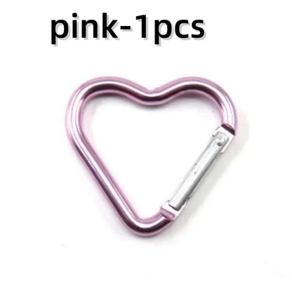 Outdoor Carabiner Heart Shape Keychain Clip Aluminum Alloy Rings Climbing Clips Spring Snap Hook Carabiner Durable