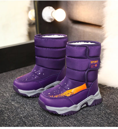 Winter Outdoor Children Boots Princess Elegant Girls Shoes Water Proof Girl Boy Snow Boots Kids Warm High Quality Plush Boots