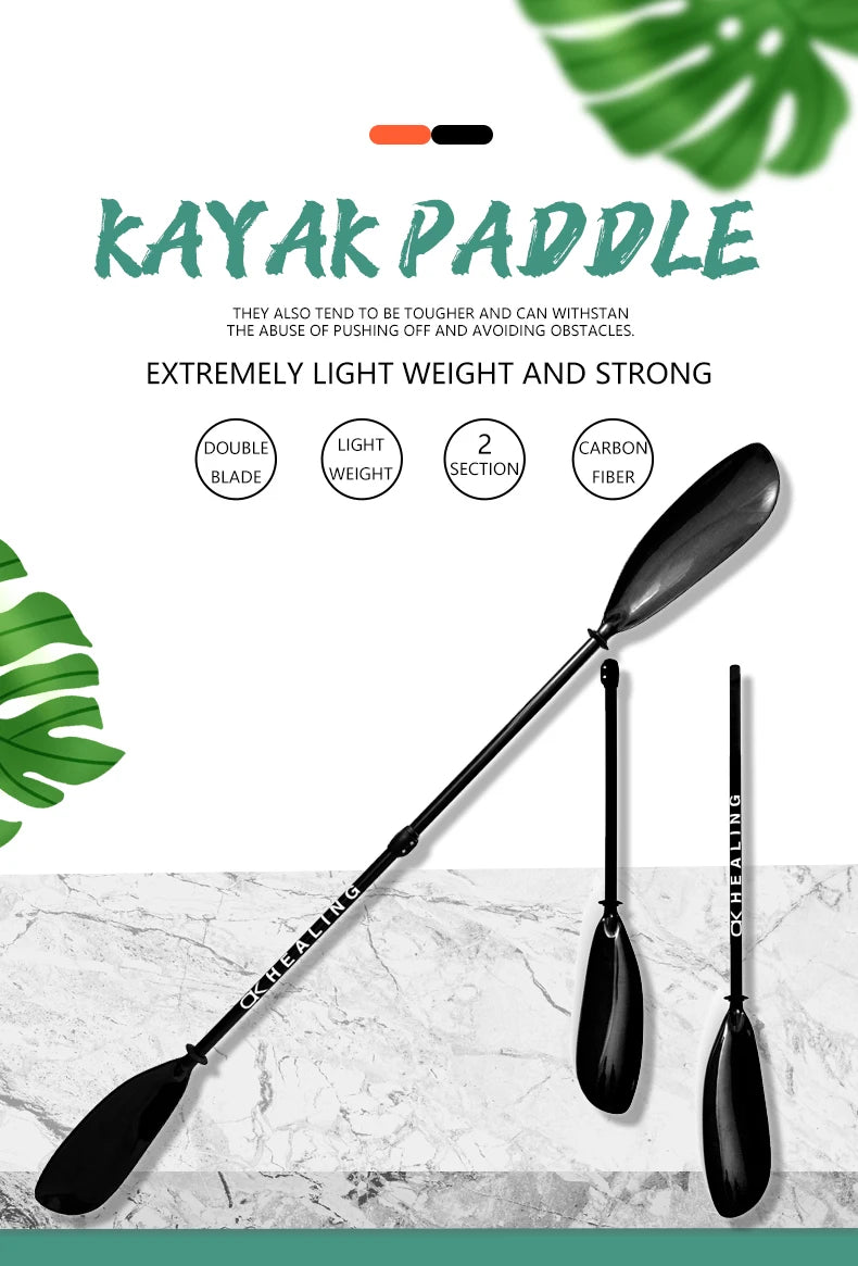 2 sections 100% Carbon Fiber Kayak Paddle Carbon Spoon-type Blade Ultra Light Carbon Wing Paddle for Boat Surfing Kayaking