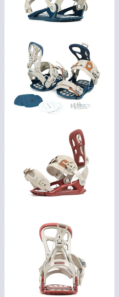 LILKINGS L1 Snowboard Bindings Quick Step-in SP System EVA Shock Absorption Leather Straps for Beginner Intermediate Riders